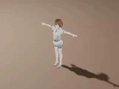 Anime Girl Character - Festival Style Low-poly 3D model