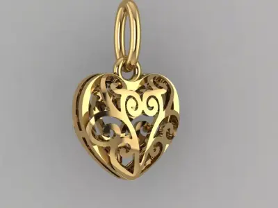 pendant openwork heart 3D print model