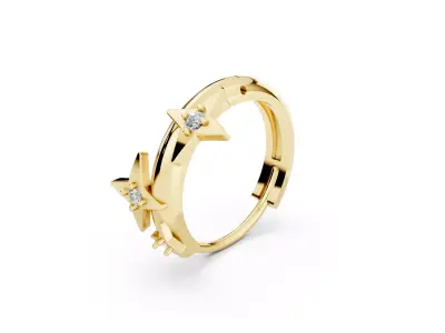 Celestial Star Bali Hoop with Blue Diamonds 3D print model