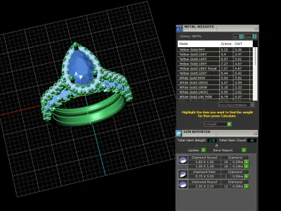 A Harmonious Union The Pear Tanzanite Halo Diamond Bridal Set 3D print model