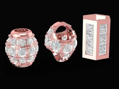 Luxury Diamond Charm Beads Set for Bracelet Jewelry 1374 3D print model