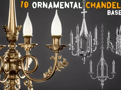 10 Ornamental Chandelier Base Mesh    Vol 48 Low-poly 3D model