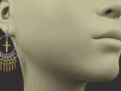 earrings mannequin wearing with cross 3D model