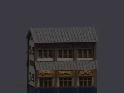 Old Chinese House Voxel Model 3D model