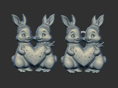 valentines day rabbit with heart decor  3D print model
