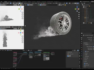 Car Tire Burnout Smoke VBD Pack 3D model