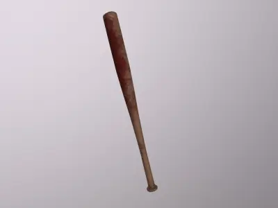 Wooden Bat with blood Low-poly 3D model