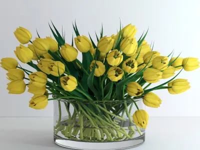 Yellow tulips 3D model