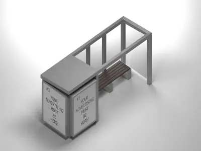 Bus stop Low-poly 3D model order