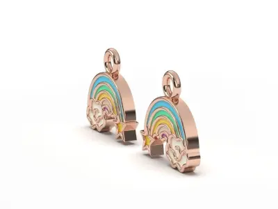 Dainty Rainbow cloud charm pendant  3D print model