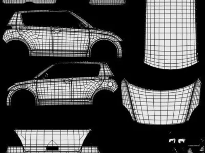 Low Poly Car orange Low-poly 3D model