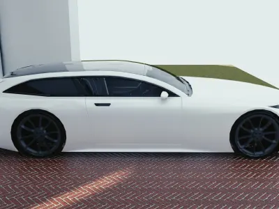 BLENDER EEVEE Brandless Sports GT shooting brake Low-poly 3D model