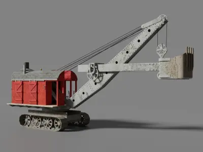 Steam Shovel Low-poly 3D model