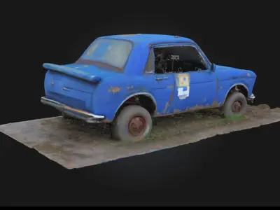 Blue Rusty Relic  Echoes of Industry in Faded Steel 3D model
