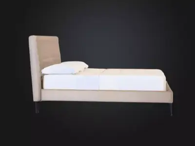 Cream Upholstered Bed 3D print model