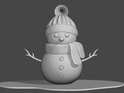 Snow man 3d model Low-poly 3D model
