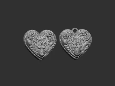 happy easter heart shape decor  3D print model