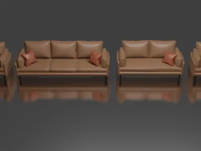 leather sofa ready for design interior Free 3D model