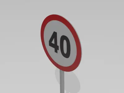40 Speed limit sign 3D model