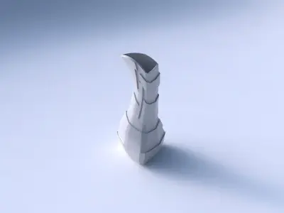 Vase puffy bent triangle with sharp ribbons 3D print model purchase