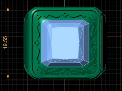 STYLISH SQUARE SHAPE RING 3D PRINTABLE MODEL 3D print model
