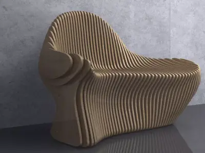 Parametric Wavy Wooden Furniture 09 - CNC files for cutting 3D model