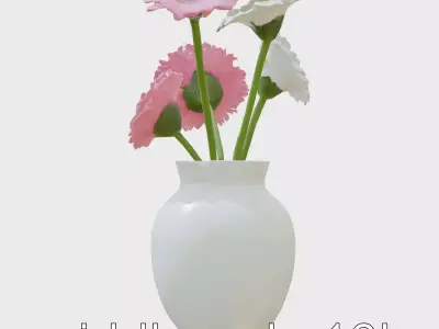 Gerbera Majestic Vase model pack Low-poly 3D model