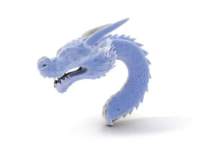 Silver Dragon Sculpture model pack Low-poly 3D model
