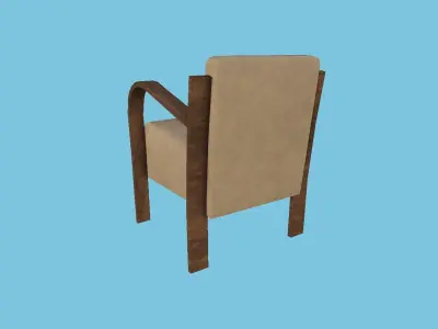 Wood Leather Armchair - Furniture Interior Design Low-poly 3D model
