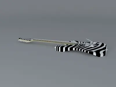 Zebra striped guitar Free 3D model