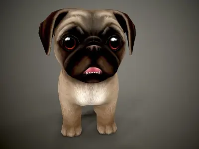 Pug Mops Low-poly 3D model