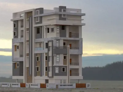 Exterior Design Evening 3D model Free 3D model