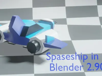 LOW-POLY Spaceship in blender Free low-poly 3D model