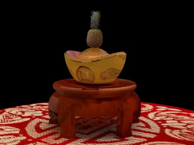  Chinese gold ingot piggy bank 3D model