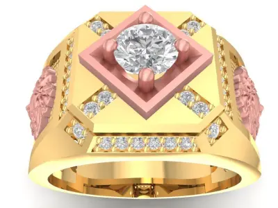 Luxury Medusa Diamond Signet Ring 3D Model 2756 3D print model