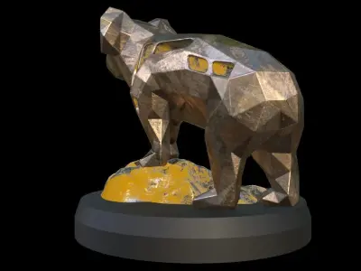 Steampunk Koala Rock Low-poly 3D model