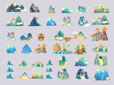 Chinese style decorative patterns Low-poly 3D model