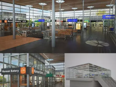 Realistic Railway train Station 3D Model  3D model