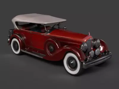 Red vintage car   Low-poly 3D model purchase