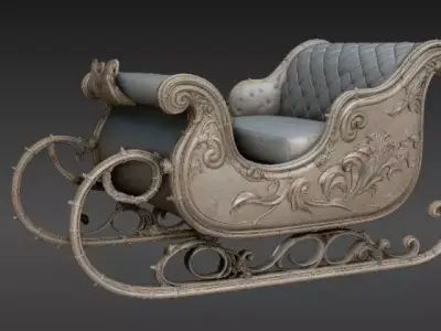 Christmas Sleigh 3D Model Elegant Holiday Sleigh 3D model