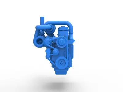 Twin Turbo straight-six engine for semi truck Scale 1 to 25 3D print model