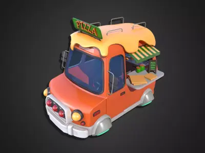Asset - Cartoons - Food Pizza Truck 3D model