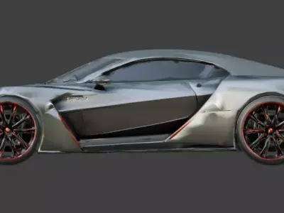Luxury Silver Concept Hypercar 3D Model Low-poly 3D model
