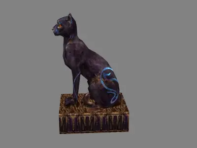 Stone panther sculpture - leopard sculpture Low-poly 3D model
