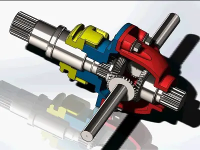 Differential Gear Box 3D Model by Solidworks Low-poly 3D model