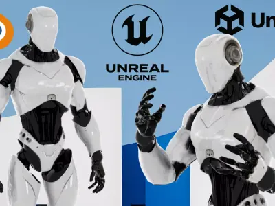 Humanoid Robot Game Ready PBR Unreal Engine and Unity Compatible Low-poly 3D model