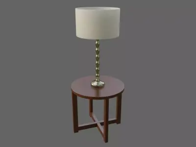 Lampshade and Little Table - Living Room - Abajur Low-poly 3D model