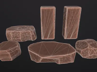 Stylized Modular Rocks Free low-poly 3D model