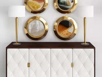 Crawford Regency Gold Leaf Round Wall Mirror 3D model