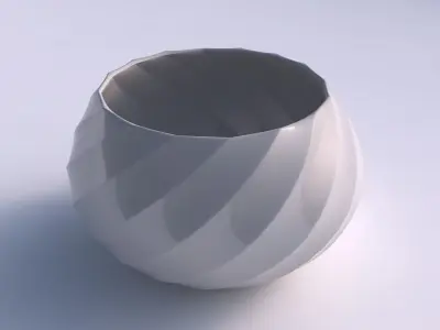 Bowl squeezed twisted with bands uniform vertical 3D print model